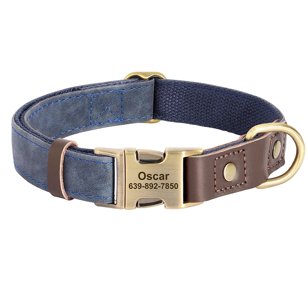 SleepyTail Classic Collar with brass buckle and leather accents for dogs