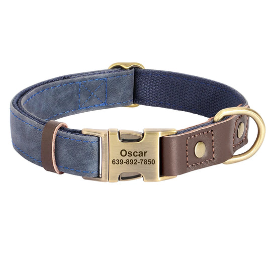SleepyTail Classic Collar with brass buckle and leather accents for dogs